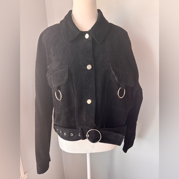 Tiger Mist Jackets & Blazers - Tiger Mist Black Corduroy Utility Jacket